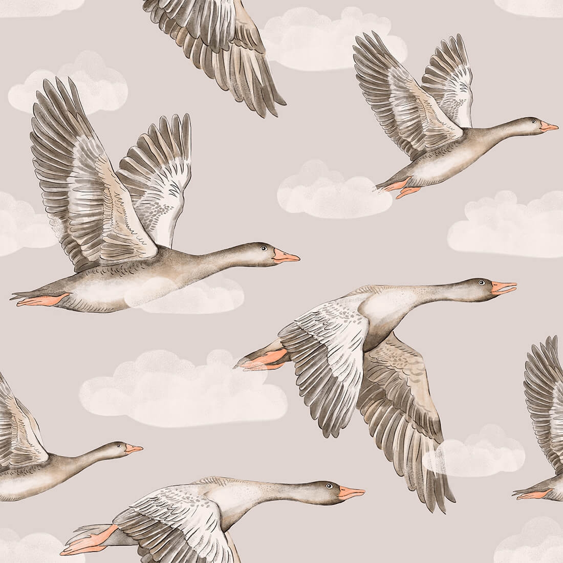 geese wallpaper / geese-themed wallpaper / children's wallpaper / pastelowe love wallpaper