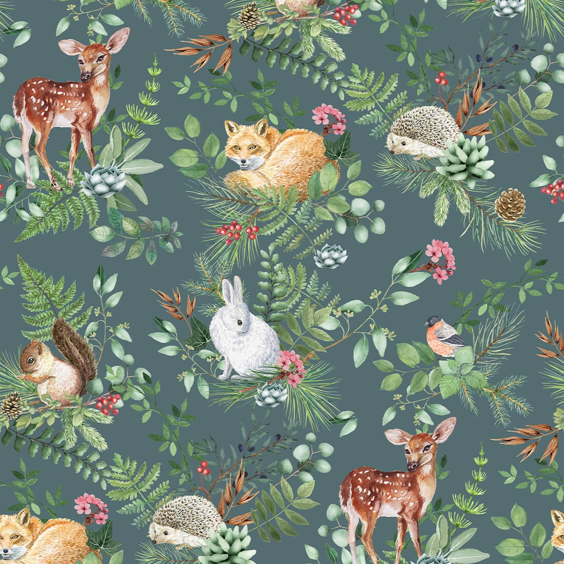woodland wallpaper / wallpaper with forest animals / children's wallpaper / pastelowe love wallpaper