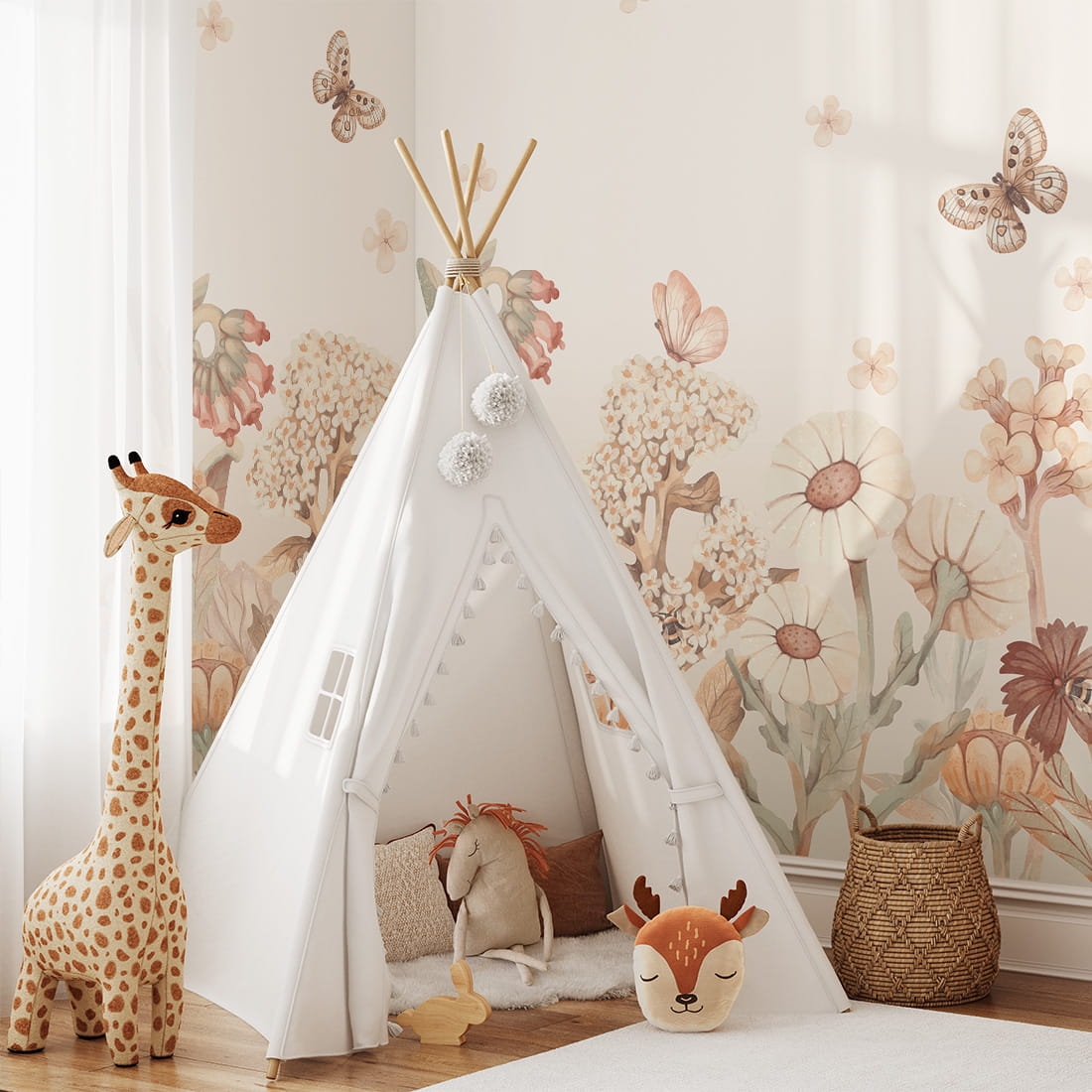 wallpaper flowers boho / floral wallpaper / wallpaper for kids / wallpaper pastelowe love