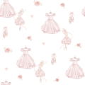ballerina wallpaper / wallpaper with ballerina / childrens wallpaper / pastelowe love wallpaper