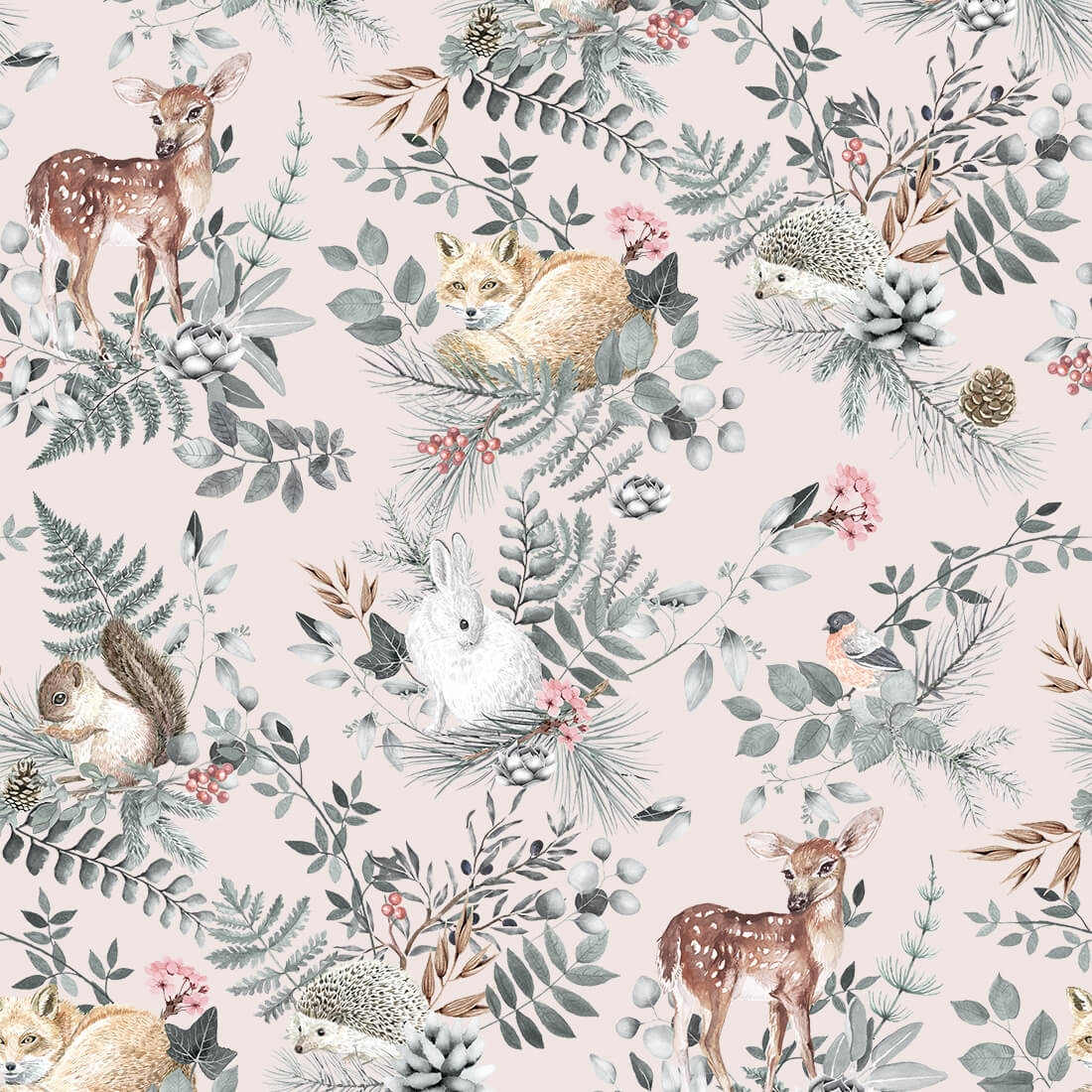 sample wallpaper / wallpaper woodland pink / wallpaper for kids