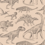 sample | wallpaper dinosaurs beige