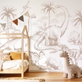 wallpaper dinosaurs sepia / dinosaurs / wallpaper for kids / wallpaper pastelowe love