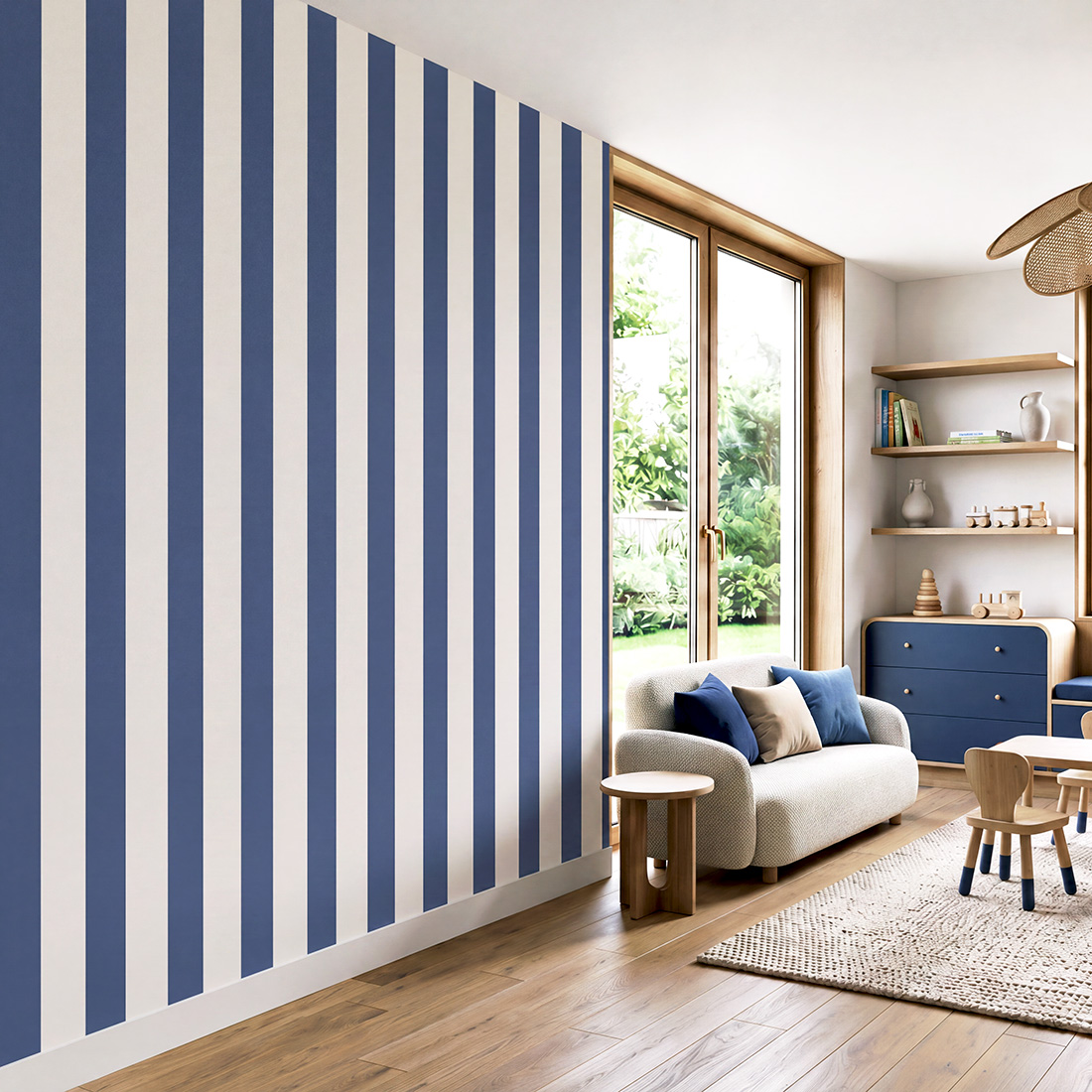 wallpaper strips navy blue / striped wallpaper / wallpaper for kids / wallpaper pastelowe love