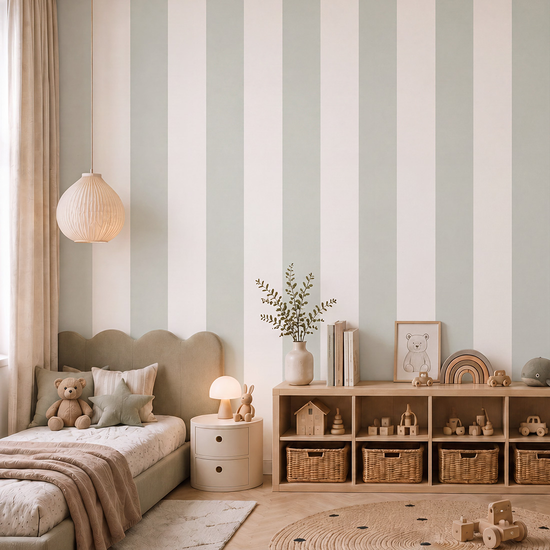 wallpaper strips matcha / striped wallpaper / wallpaper for kids / wallpaper pastelowe love