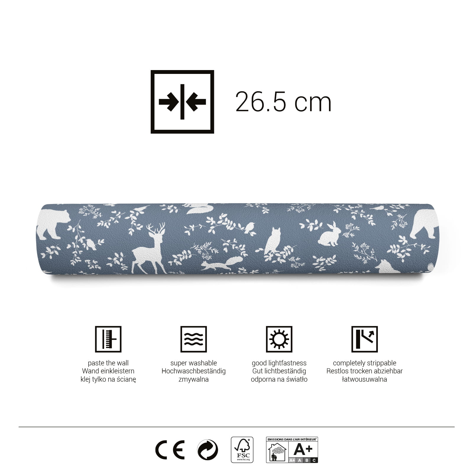 forest animals blue | tapeta. tapety dla dzieci. dekoracje pokoju