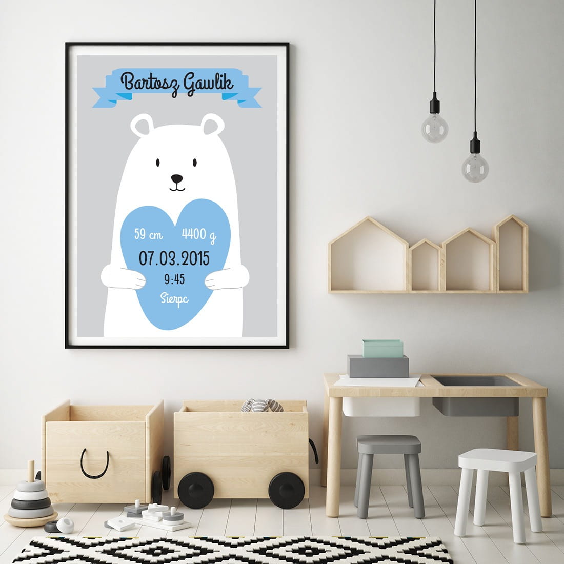 bear boys | birth stat. kids room posters. room decorations