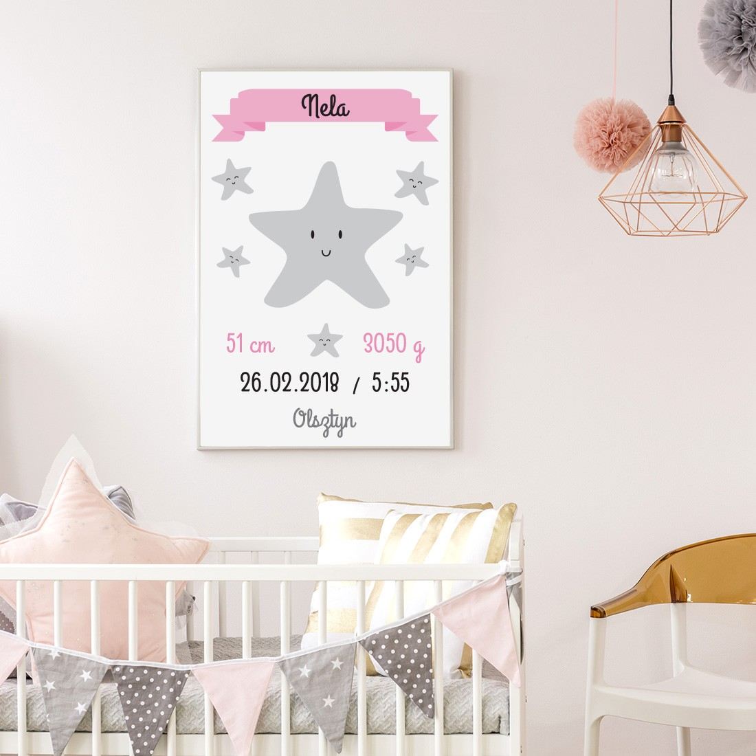 star girls | birth stat. kids room posters. room decorations