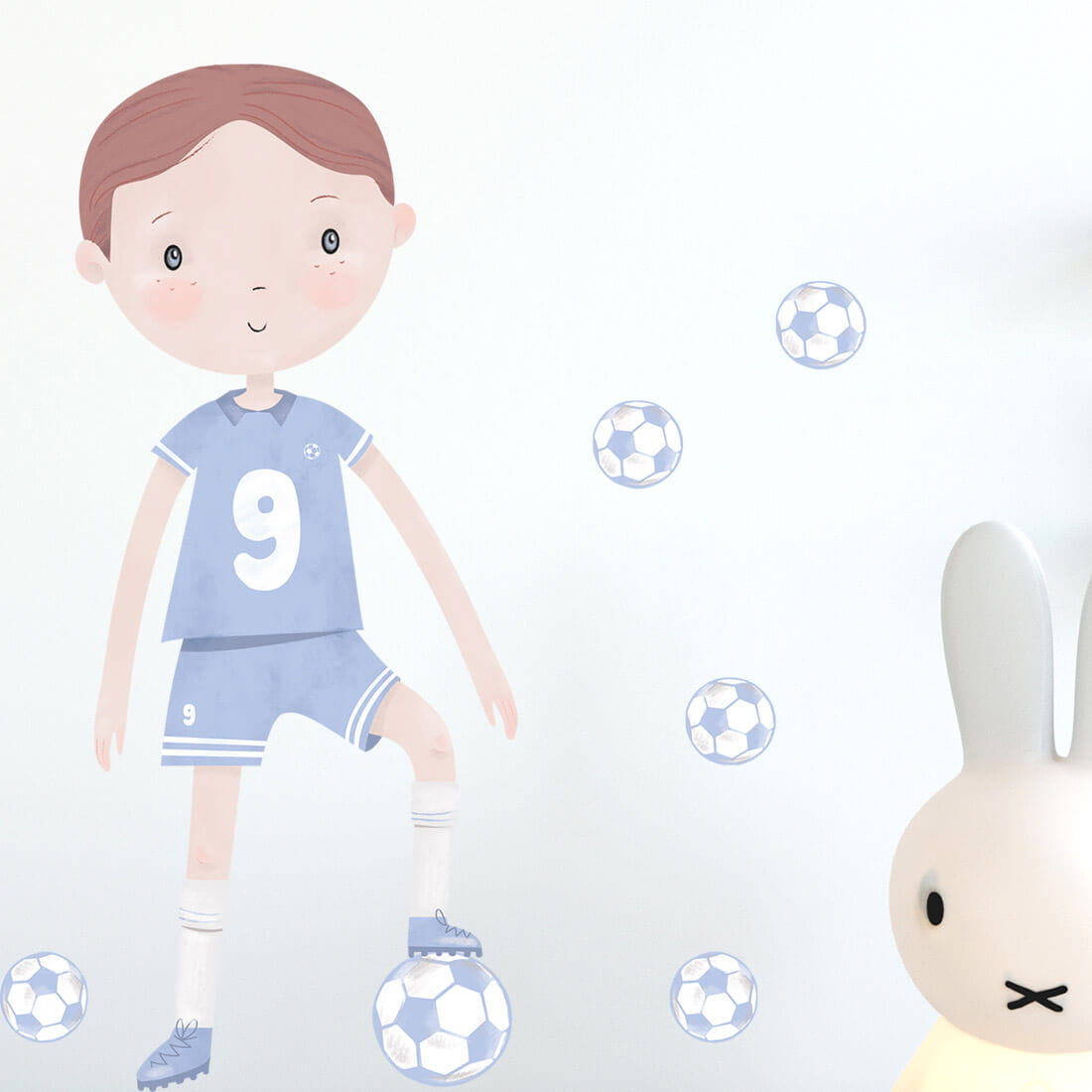 blue footballer | sticker. child's wall decal. room decorations