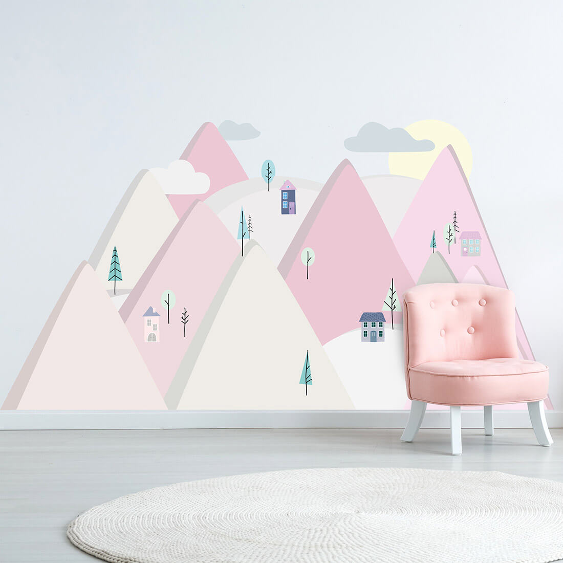 mountains pink | sticker. child's wall decal. room decorations