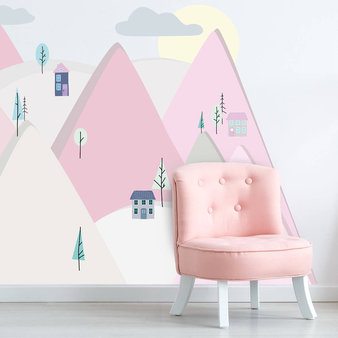 mountains pink | sticker. child's wall decal. room decorations