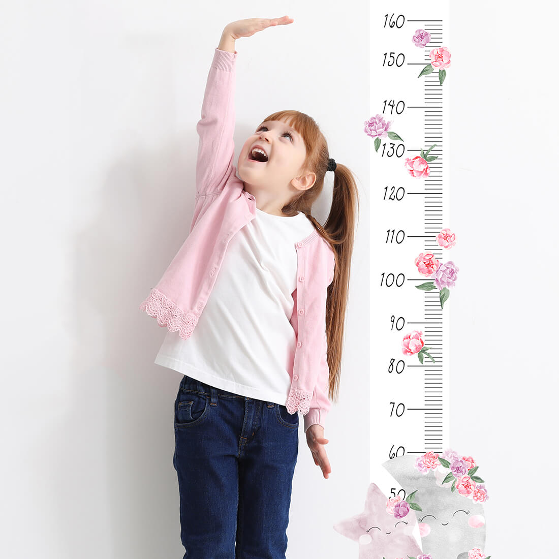 height measure moon | sticker. child's wall decal. room decorations