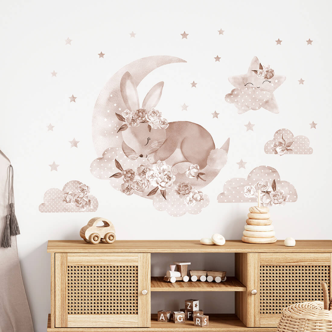 boho sleeping rabbit | sticker. child's wall decal. room decorations