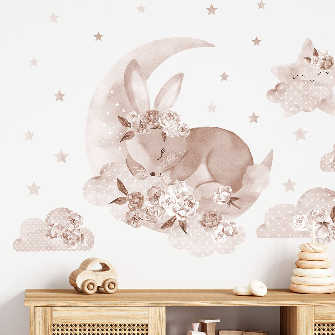 boho sleeping rabbit | sticker. child's wall decal. room decorations