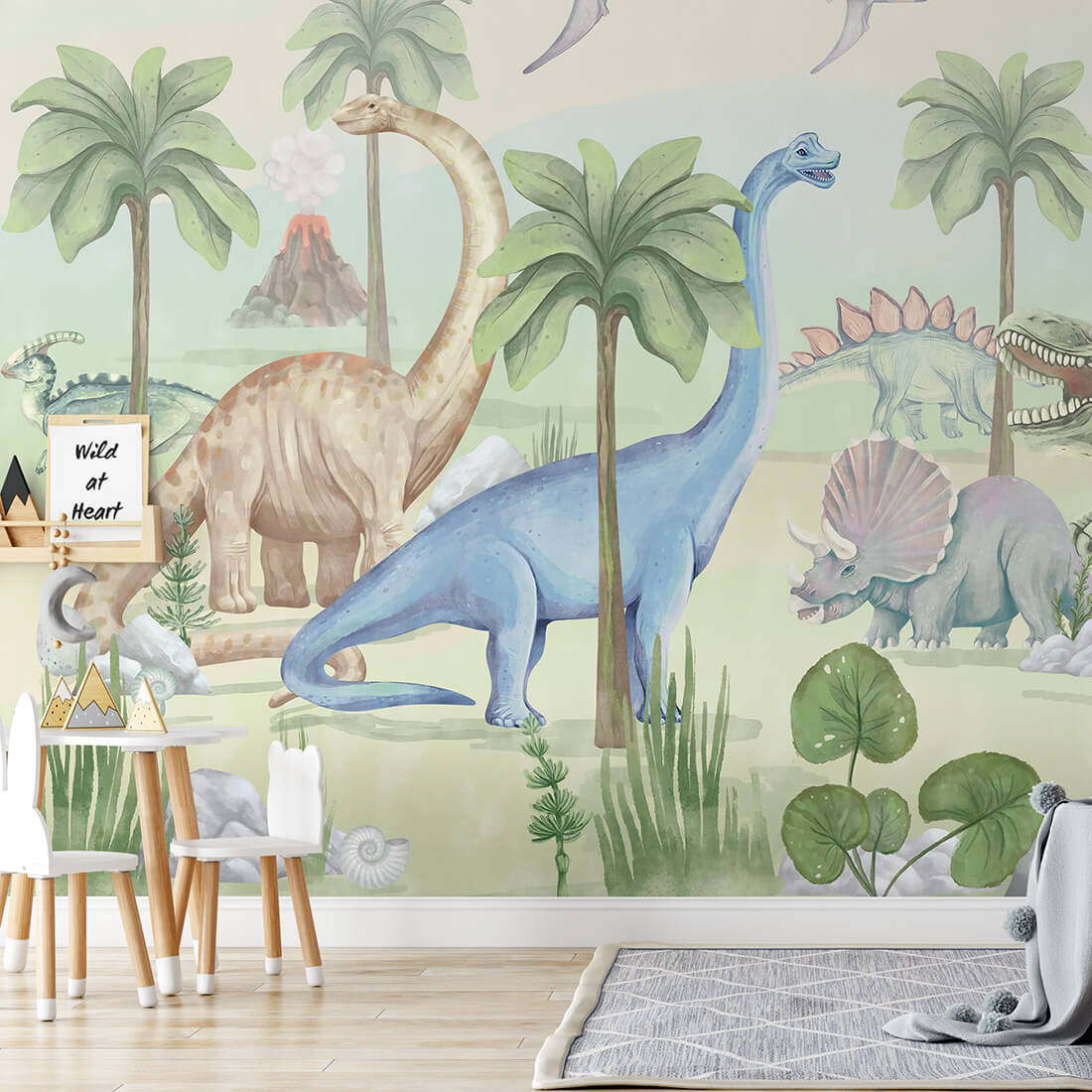 sample dino blue | wallpaper. kids wallpaper. room decorations