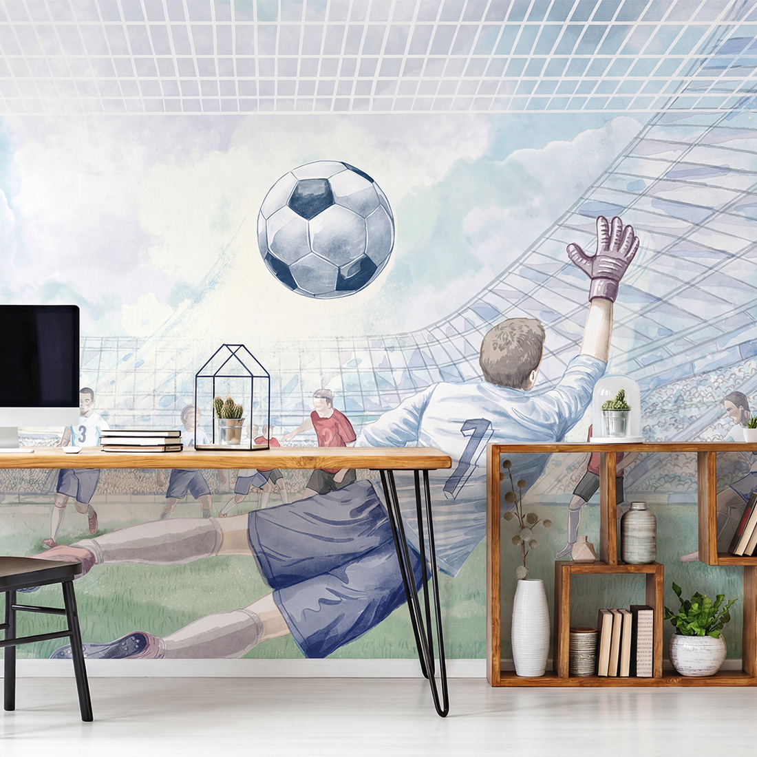 sample dino blue | wallpaper. kids wallpaper. room decorations