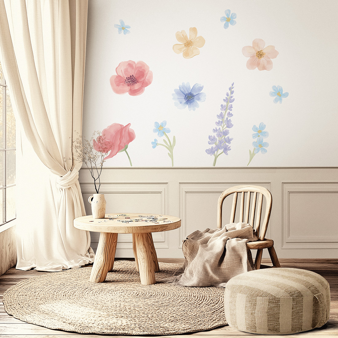 wall sticker flowers boho / wall decal flowers / wall sticker with flowers